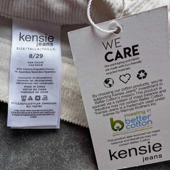 KENSIE Flare Pants High Rise Wide Leg Corduroy Cream Size 8/29 Flare 90s Y2K - Picture 6 of 8